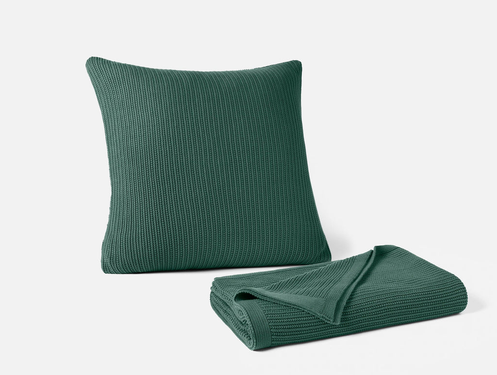 Organic Knit Throw and Decorative Pillow Cover Set by Sonfan