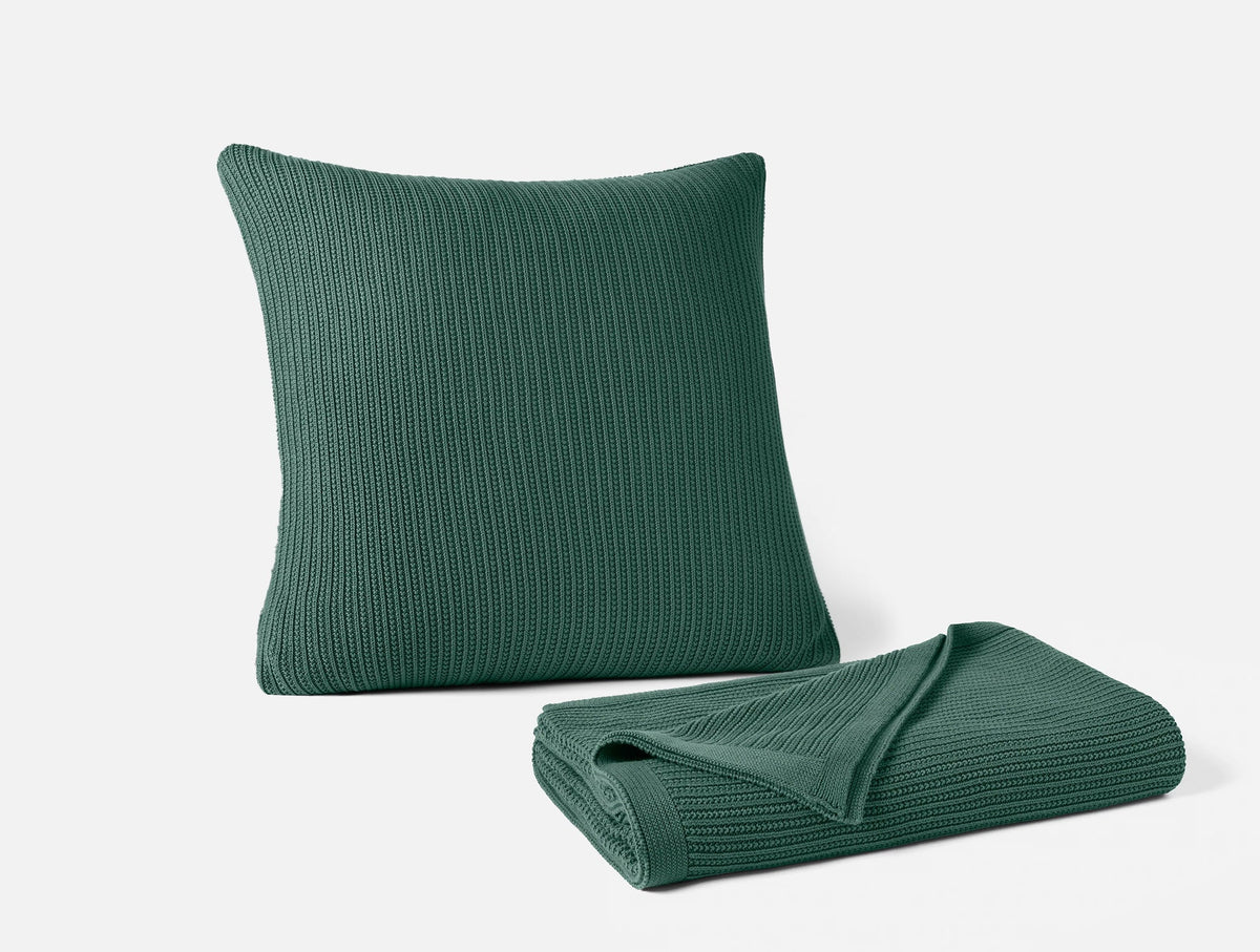 Organic Knit Throw and Decorative Pillow Cover Set by Sonfan